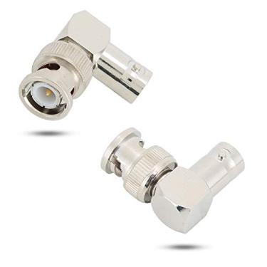 Imagem de Akozon 4pcs Bnc Macho para Bnc Fêmea Conector Adaptador de Cotovelo de ângulo Reto, 50 Ohm Latão para Sistemas de Cabo Coaxial