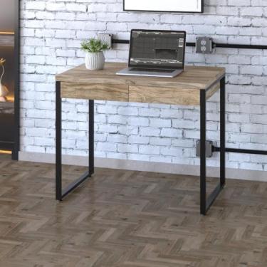 Imagem de Mesa Kuadra Office 90x60x75cm C/02 Gavetas Carvalho/Est.preta