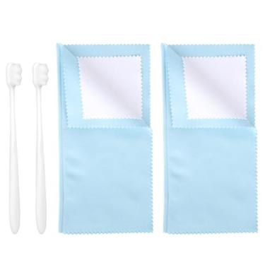 Imagem de 4un Kit de Limpeza para Joias Prata, Incluindo 2un Panos de Limpeza e 2un Escovas Macias para Moedas Diamantes Pulseiras Anéis Relógios Remover Manchas e Evita Arranhões