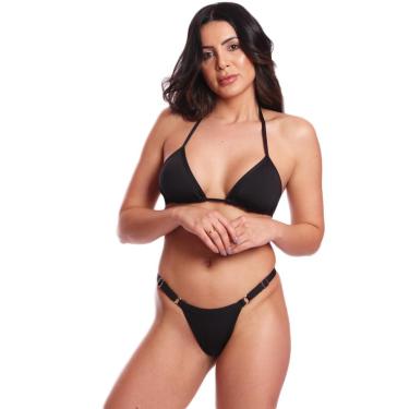 Imagem de Biquíni Conjunto Regulagem Cortinha Bojo Fio Duplo FMF Preto-Feminino
