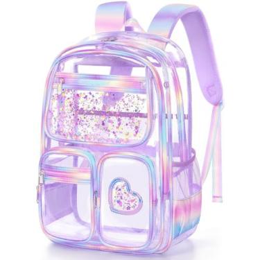 Imagem de Mochila Fimibuke Clear para meninas em PVC transparente à prova d'água