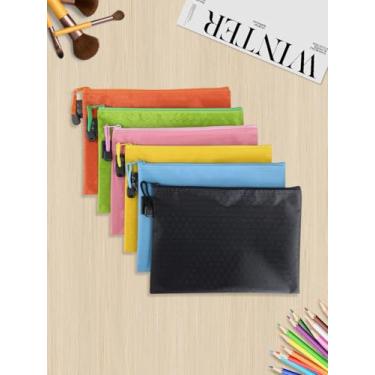 Imagem de 6 unidades de sacos de arquivo à prova d'água com zíper Oxford pasta de armazenamento de documentos de escritório, suprimentos de escritório de cosméticos bolsa de acessórios de viagem (A5 tamanho 24