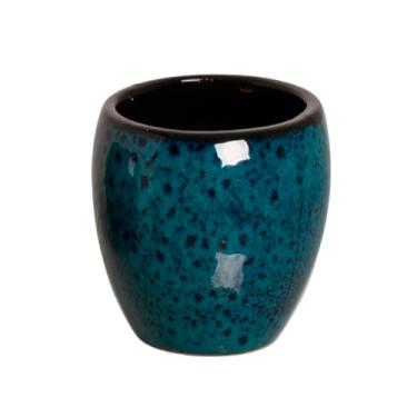 Imagem de Vaso De Cerâmica Paisagem Moderna (g) Azul Com Preto Pote 24 - Planta, Casa, Decoração