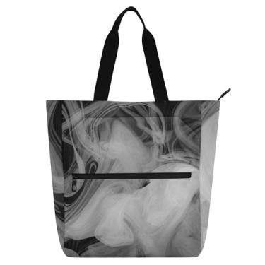 Imagem de Bolsa de trabalho feminina cinza mármore preto branco com zíper bolsa carteiro livro amante presente