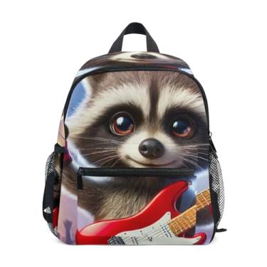Imagem de GAIGEO Cute Raccoon Rock Animal Backpack for Kids Girls School Backpack with Front Pocket, Safety Whistle for Ages 3-8