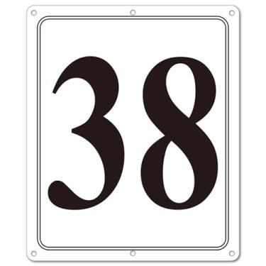 Imagem de i-CowFun Placa numerada de metal premium ao ar livre, refletiva 30,5 cm x 25,4 cm grandes placas numéricas de alumínio 38 para estacionamento, quadra de tênis, campo, armazém, corredor, edifício, doca