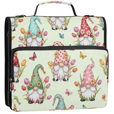 Imagem de Organizador de fichário com zíper, chapéus coloridos, bolinhas, 3 fichários de 3 anéis, anel D, fichários de negócios com alça, bolsa de ensino médio, portfólio, comporta 500 lençóis, 34,5 x 31,5 x 9