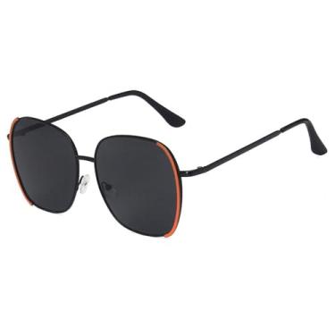 Imagem de Óculos de Sol Femininos Oversized em Metal com Proteção UV400 e Design Masculino para Esportes ao Ar Livre, Corrida e Ciclismo, nas Cores Preto, Laranja e Cinza.