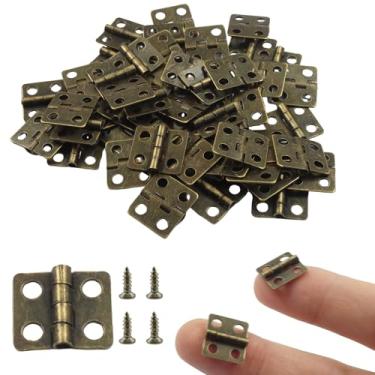 Imagem de Murtenze 50 mini dobradiças de bronze, dobradiças pequenas de 13 x 12 mm para caixa de madeira artesanato caixa de joias armário de peito DIY