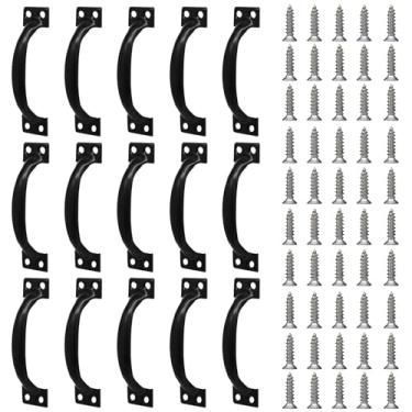 Imagem de Zorveiio 20 maçanetas de metal de 10 cm, puxadores de porta grandes, puxadores de porta vintage, para móveis, armários de cozinha, gavetas, cômodas, portões - preto