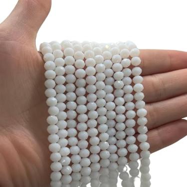 Imagem de Fios de Cristais 6mm para Bijuteria e Artesanato – 10 Fios com ~850 Pedras da Mesma Cor (Branco Leitoso)