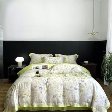 Imagem de Jogo de cama com estampa de rosas, macio e sedoso ao toque, estilo 4, tamanho King (220x240cm), 4 peças. Inclui capa de edredom e lençol.