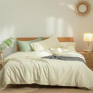 Imagem de Conjunto de cama de algodão puro em cor sólida, com capa de edredom macia e respirável, ideal para a pele, disponível em 4 peças de 5 e 1,5 m.