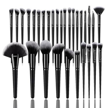 Imagem de 30 conjuntos de pincéis de maquiagem macios ao toque, pincéis de maquiagem em pó, pincel de blush, pincel de sombra para maquiagem diária no rosto