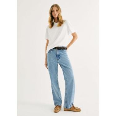 Imagem de Calça Jeans Feminina Wide Leg Cintura Média-Feminino