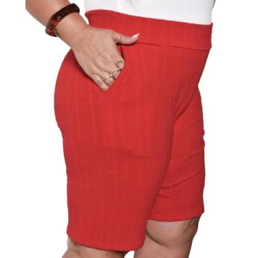 Imagem de Bermuda Feminina c/ bolso PLUS SIZE - Sem marca, Vermelho, G1