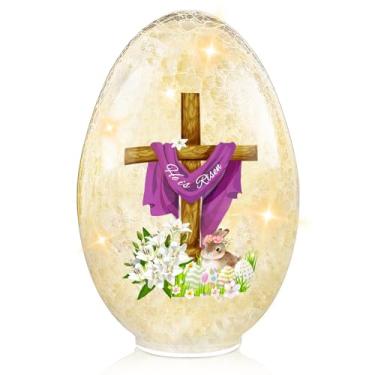 Imagem de soleim Ester Egg Light Decorations, 8,27'' Vidro Iluminado Ovo Decoração De Mesa, Ele Ressuscitou, Leds Crepitantes Luz Noturna, Esferas De Vidro Iluminadas, Bolas Decorativas, Abajures De Mesa