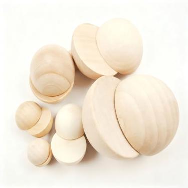 Imagem de YDJIANCAI 20 peças de bolas divididas de madeira para artesanato de madeira, meia bola natural inacabada para projetos de artesanato faça você mesmo joias materiais de arte (tamanho: 2,36 pol/6 cm)