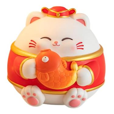 Imagem de Generic Estátua de Gato da Sorte, Estatueta Decorativa, Cofrinho, Ornamento de Mesa, Escultura de Animal para Quarto, Festival da Primavera, Armário ou, Koi Pequeno