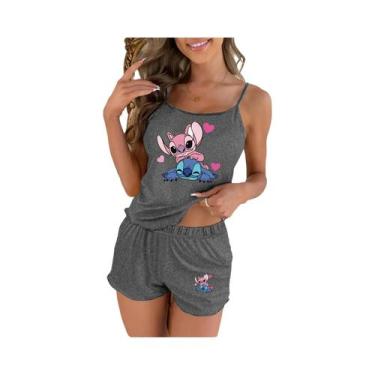 Imagem de Conjunto De Pijama Disney Stitch Angel, Camisola E Shorts, Estilo Anim