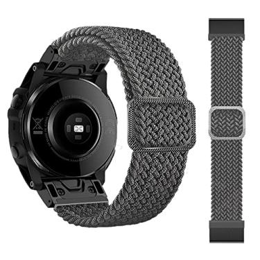 Imagem de BCMCBV Pulseira de relógio inteligente de 26 mm com laço de nylon para Garmin Fenix 6X 6 Pro 5X 5 Fenix 7X 7 Epix MK2 Pulseira de relógio Quick Easyfit Correa (H,26 mm)