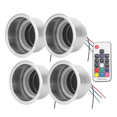 Imagem de Dioche Suporte para Copos para Garrafas de Bebidas Em LED RGB 4 Unidades DC 12V Suporte para Bebidas Em Aço Inoxidável Com Controle Remoto para Caminhão RV Marinho Antiderrapante