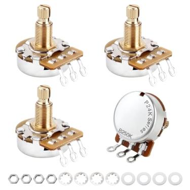 Imagem de Banworks Potenciômetros de latão A250K+B250K M8 Rosca tamanho completo métrico 2A2B 18 estrias (comprimento de 18 mm) Potenciômetros de áudio e cone linear para Epiphone Les Paul LP/SG Squier Strat