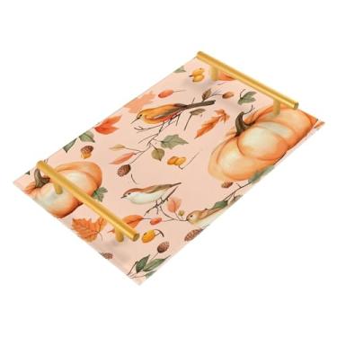 Imagem de xigua Bandeja de banheiro de abóboras de outono com alças bandeja de servir antiderrapante para mesa de centro, organizador de bancada de cabeceira bandeja de decoração de acrílico para decoração de