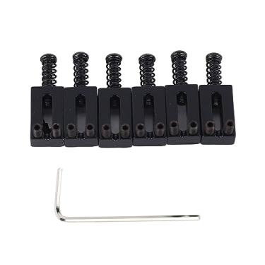 Imagem de RiToEasysports Ponte de Guitarra, 6 Peças de Liga de Zinco Elétrica Padrão Tremolo Ponte Rolo Selas Substituição para Guitarras Elétricas (Preta)