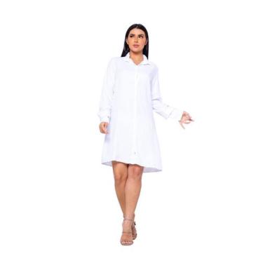 Imagem de Vestido Chemise Camisão Max Camisa Manga Longa Roupas Femininas - GISE