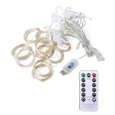 Imagem de 300LEDs Luzes de Cortina em Cordoalha com Controle Remoto 8 Modos Fada Fio Cobre Cascata Decorativas para Casamento Festa Casa Decoração Interior