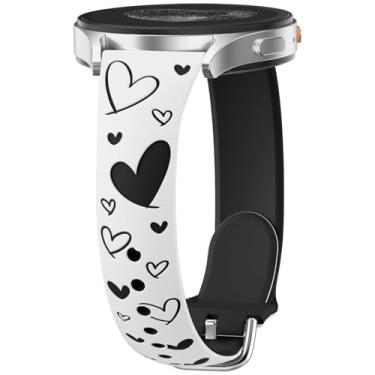 Imagem de Wepro Pulseira fina de silicone de 20 mm com gravação para Samsung Galaxy Watch 6, 7, 5, 4 FE, Active 2 de 40 mm e 44 mm, clássica, 43 mm, 47 mm, 42 mm, 46 mm, 5 Pro, 45 mm, branca, preta