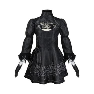 Imagem de Fantasia De Cosplay Yorha 2B Tamanho Grande, Vestido Leotard Preto, Co