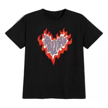 Imagem de Camiseta Casual Minimalista Fogo Amor Chamas Love Fire Swag - Dinka, p