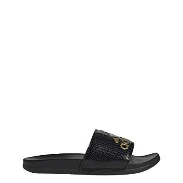 Imagem de adidas Tênis adulto unissex Adilette Comfort Slide, Preto/dourado metálico/preto, 10 Women/9 Men
