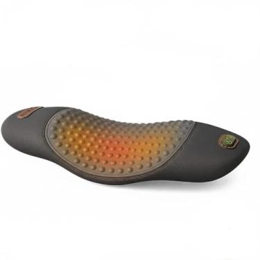 Imagem de Travesseiro elétrico de suporte lombar para cama e cadeira, massageador traseiro de fusão tripla com aquecimento, vibração e tração para alívio da dor lombar e suporte da coluna