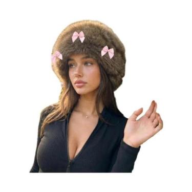 Imagem de Gorros Femininos Quentes E Peludos Estilo Coreano Cor Sólida Outono In