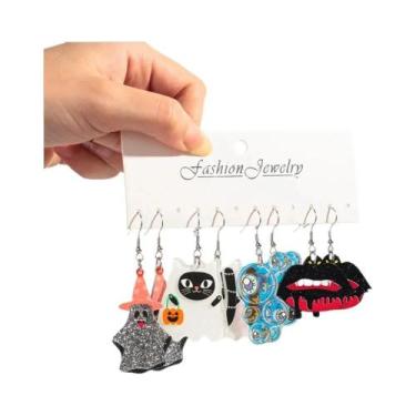 Imagem de Brincos De Halloween Para Mulheres Em Acrílico Com Formato De Abóbora,