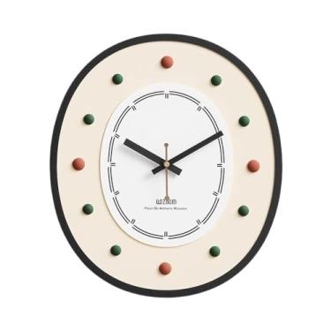 Imagem de KEG801302 Relógio de parede não perfurado, relógio de parede personalizado e simples para sala de estar, adequado para sala de estar, estudo, relógio de parede de quarto (branco)