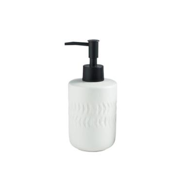 Imagem de Dispensadores de sabonete, garrafa leve, luxuosa, dispensador de sabão de cerâmica com bomba de 250 ml, gel de banho para cozinha, banheiro (branco)