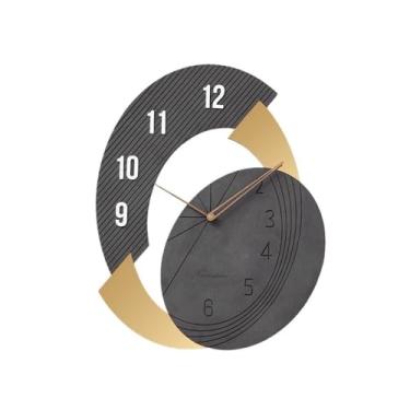 Imagem de Relógio nórdico luxuoso para casa sala de estar personalizado criatividade moderna simplicidade moda decoração de parede, 48 x 60 cm relógio de parede (preto)