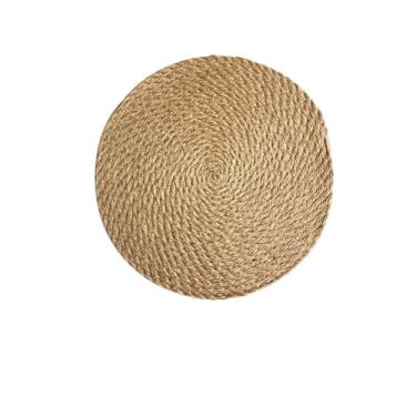 Imagem de 1 tapete isolante de juta grossa feito à mão para tecelagem tapete de jantar de linho grama antiqueimadura tapete de prato resistente ao calor doméstico (GG)