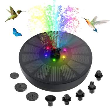 Imagem de Bomba de Fonte para Banhos Pássaros com Energia Solar Fontes Água Solares 3W Luzes LED Coloridas 8 Bicos e 4 Tubos Fixos Jardim Piscina Lagoas Aquário Decoração