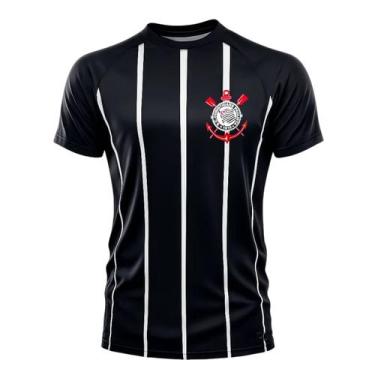 Imagem de Camiseta Masculina Corinthians Raglan Listrada Licenciada -, Preto, m