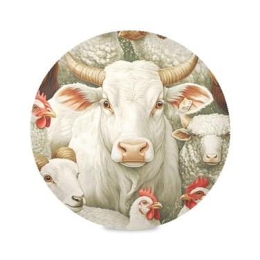 Imagem de STAYTOP Jogo americano redondo de animais de fazenda, 6 peças, tapetes de mesa para férias, antiderrapante, fácil de limpar, para casa, cozinha, churrasco, festa, decoração de mesa