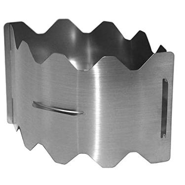 Imagem de Fogão de álcool sólido portátil queimador aço inoxidável com suporte para-vento para acampamento caminhada e piquenique