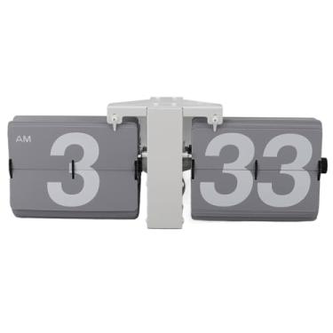 Imagem de TOPINCN Relógio Digital retrô Flip Down, Relógio Mecânico Automático Com Grandes Números para Pendurar na Parede da Mesa No Escritório de Estudo da Sala de Estar, Aço (Suporte Branco e Flip Cinza)