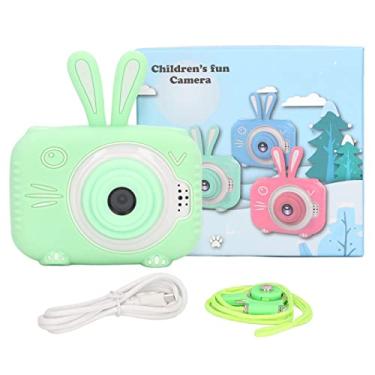 Imagem de CUOFYUNL Câmera infantil Mini câmera dupla verde X5 HD 20MP Carregamento USB Foco automático com adesivos fotográficos embutidos Brinquedo de câmera