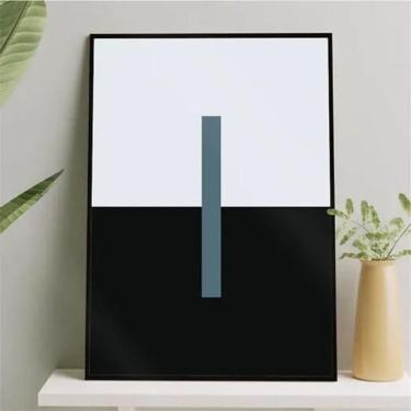 Imagem de Quadro Minimalista Abstrato Azul Petróleo E Preto 45X34Cm