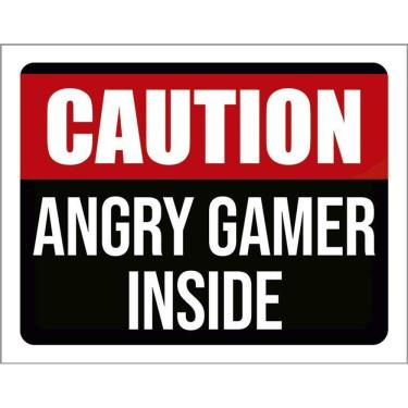 Imagem de Kit 3 Placas Decorativa - Caution Angry Gamer Inside